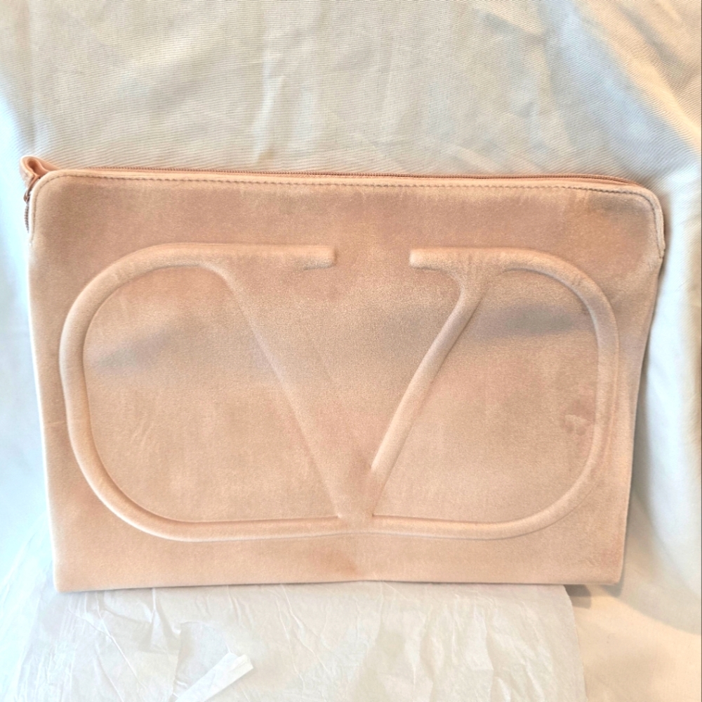 Valentino New Velvet Pink Lap Top Case/Clutch